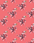 Pink Whimsical Blossom Branch Pattern Rug