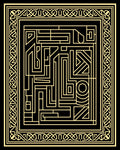 Intricate Gold Linear Maze Pattern Rug