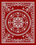 Intricate Red White Mandala Pattern Rug