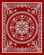 Intricate Red White Mandala Pattern Rug