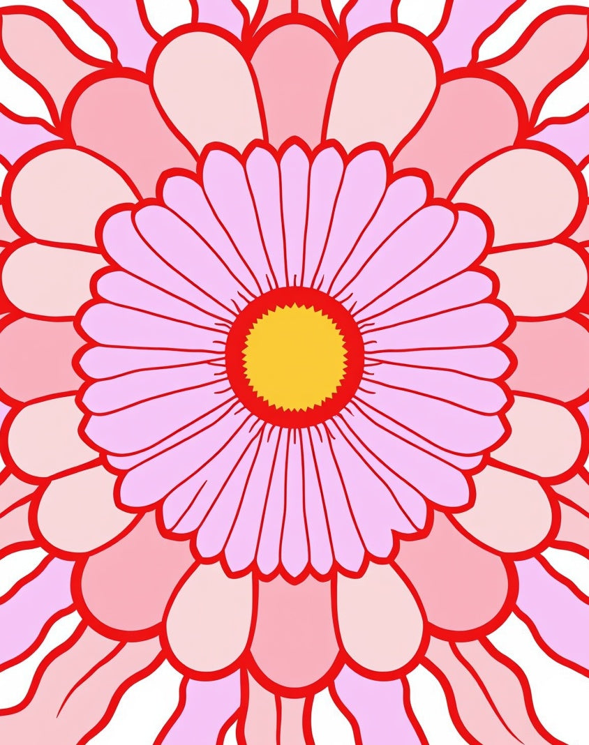 Pink Daisy Floral Mandala Rug