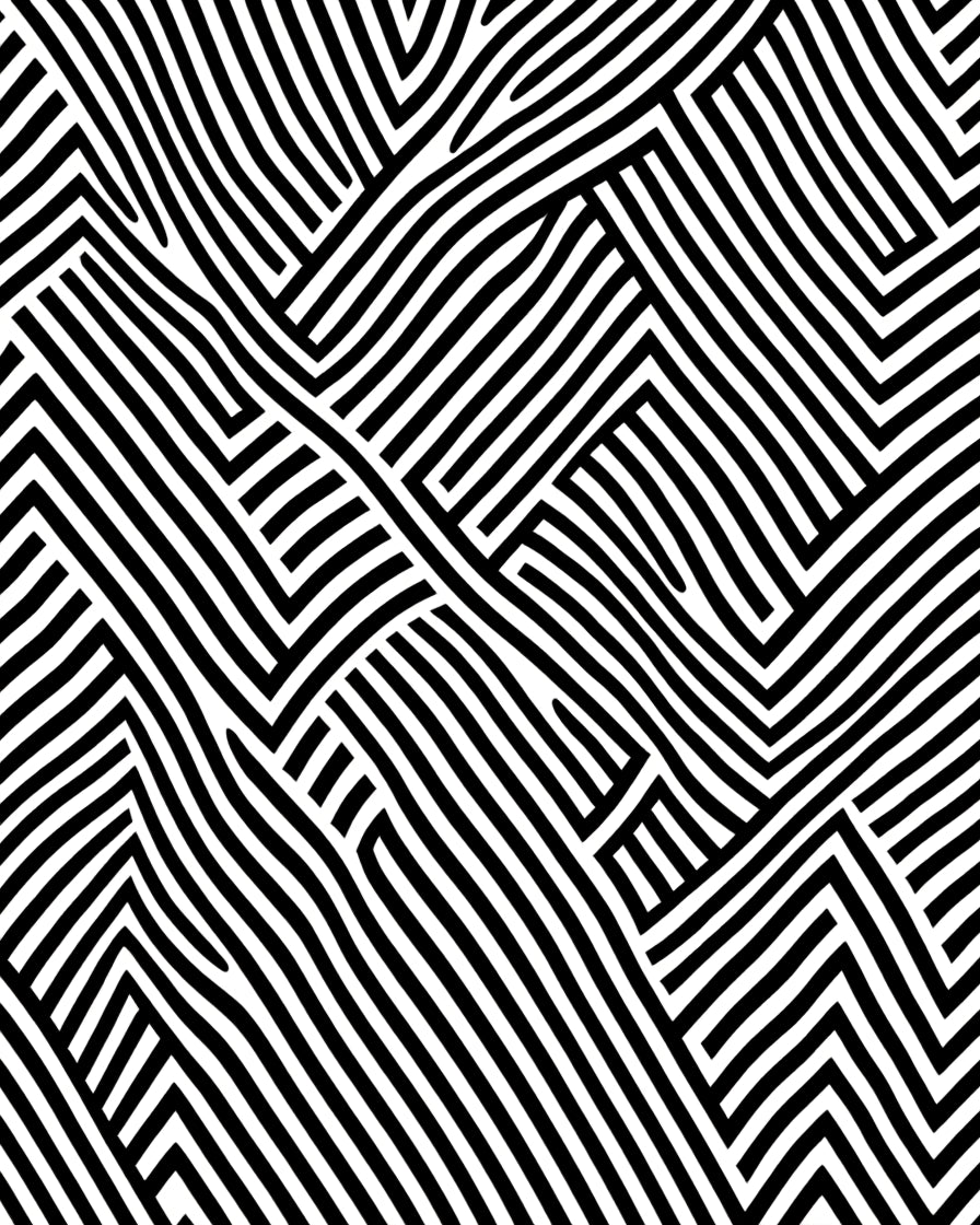 Black White Geometric Line Pattern Rug