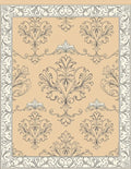 Elegant Beige Damask Scroll Rug