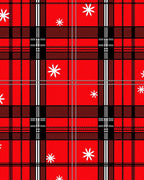 Red Black White Plaid Snowflake Pattern Rug