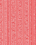Red Stripe Organic Swirl Pattern Rug