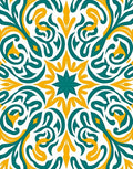 Bold Teal Gold Swirl Pattern Rug