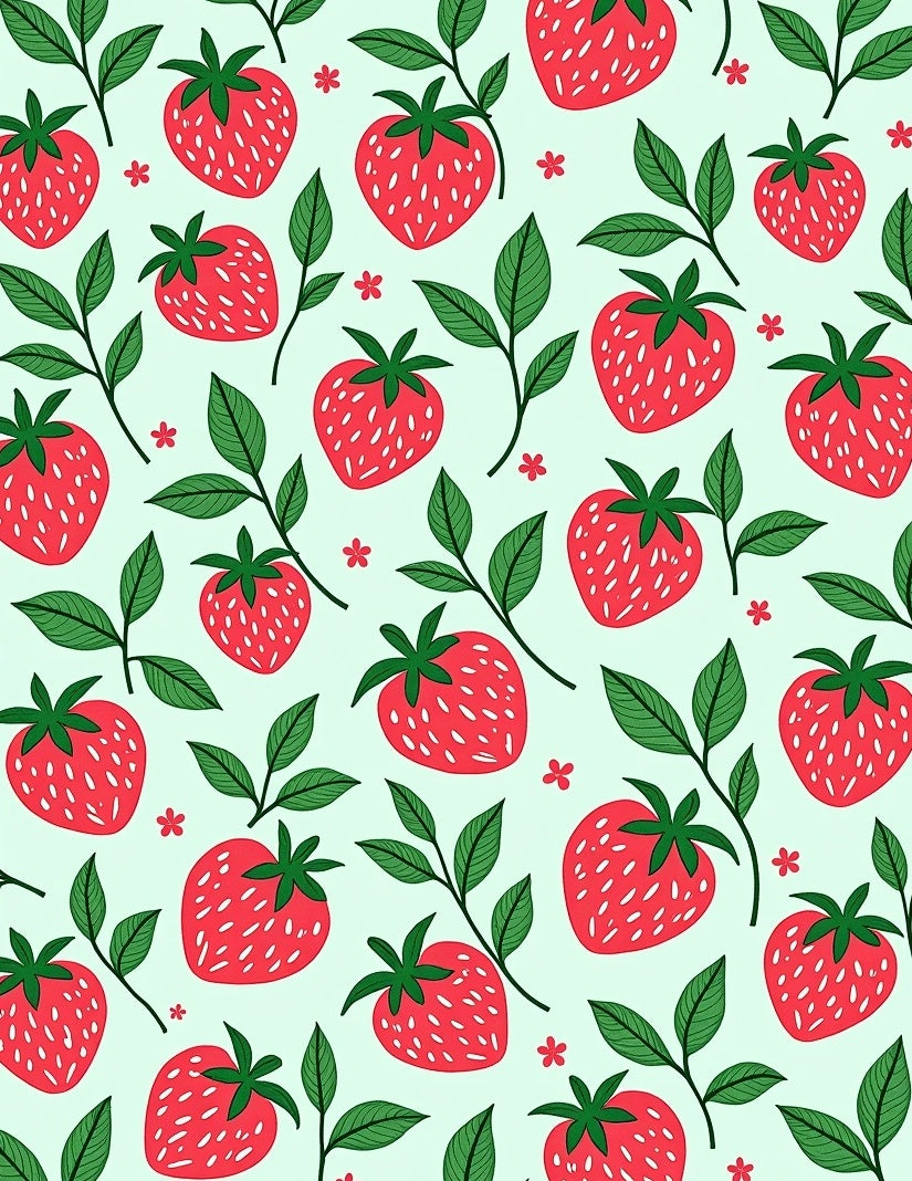 Red Strawberry Floral Pattern Rug