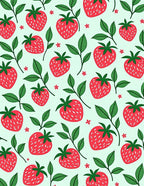 Red Strawberry Floral Pattern Rug