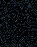 Abstract Swirl Blue Contour Dots Pattern Rug