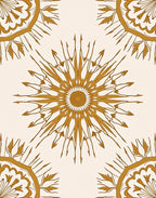 Golden Sunburst Medallion Repeat Rug