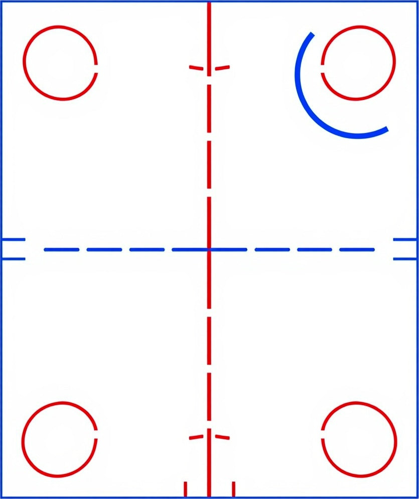 Red Blue Geometric Circles Pattern Rug
