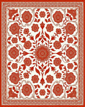 Vibrant Red Floral Medallion Border Rug