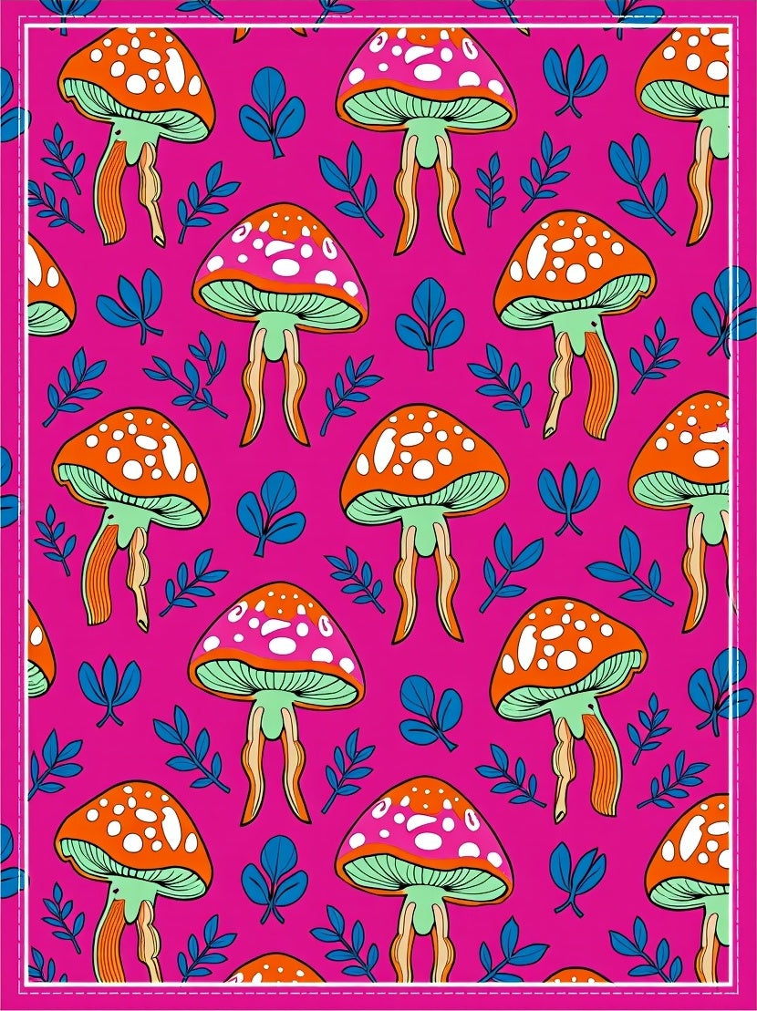 Whimsical Mushroom Pattern Design Rug