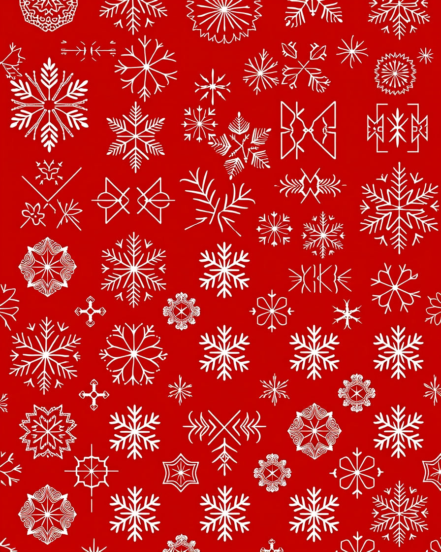 White Snowflakes On Red Background Pattern Rug