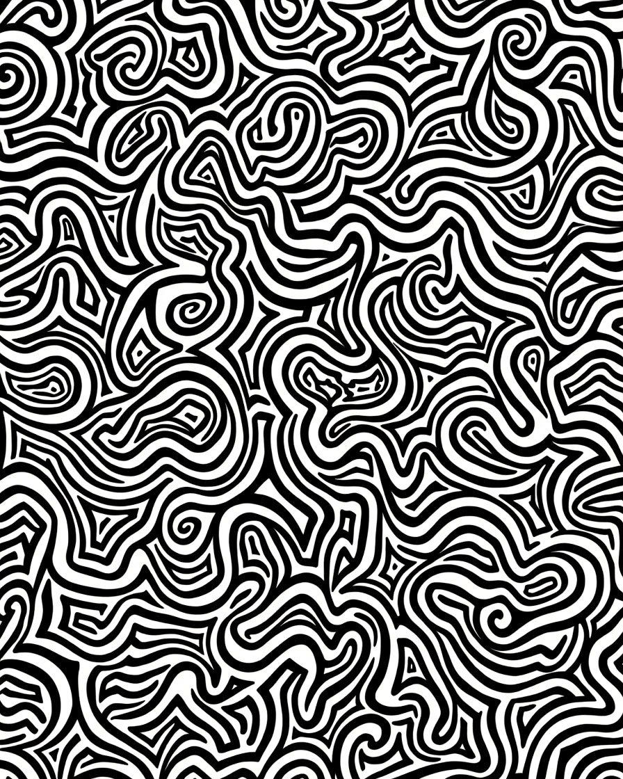 Abstract Swirling Maze Pattern Rug