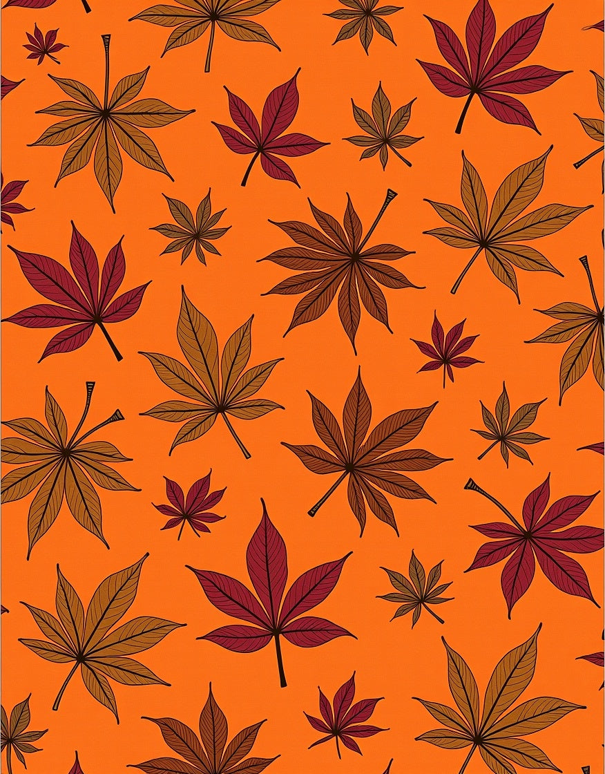 Autumn Leaf Patterned Design Rug