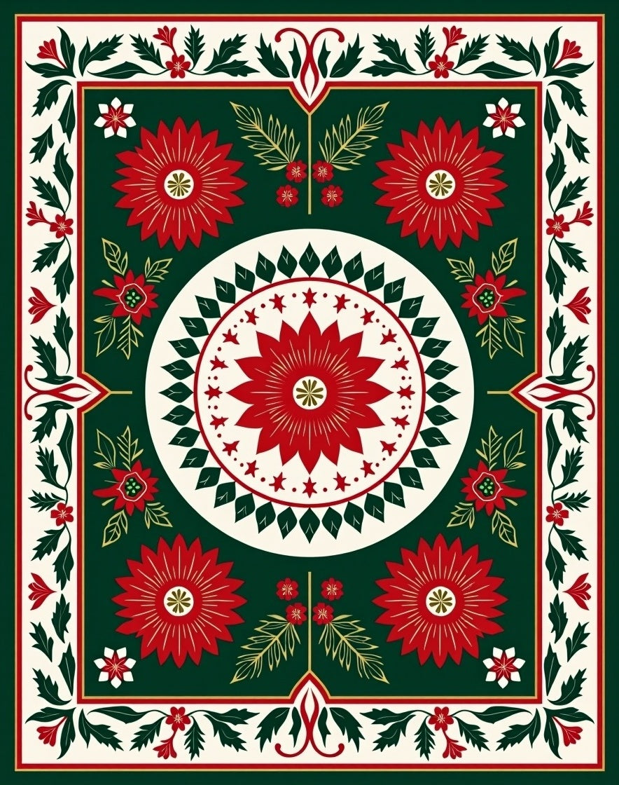 Floral Geometric Ethnic Pattern Rug