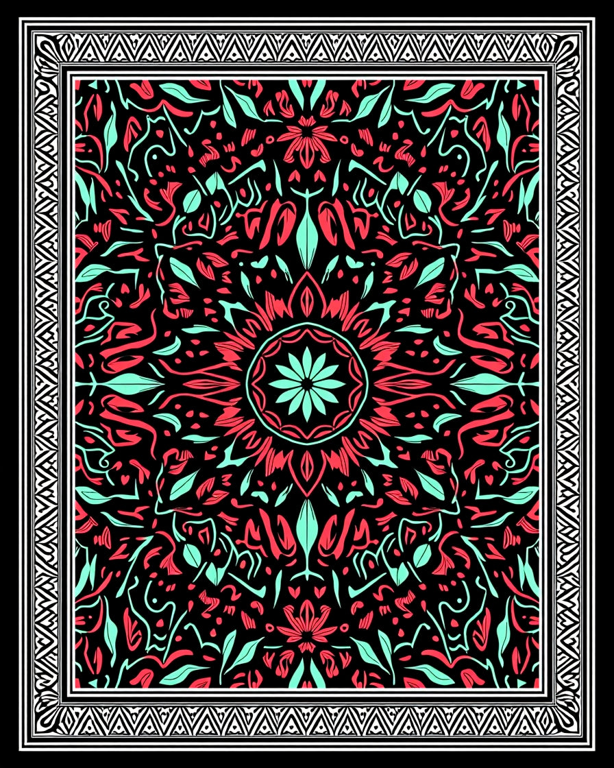 Intricate Floral Mandala Pattern Rug