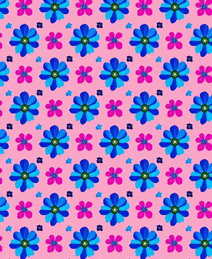 Floral Blue And Pink Pattern Rug