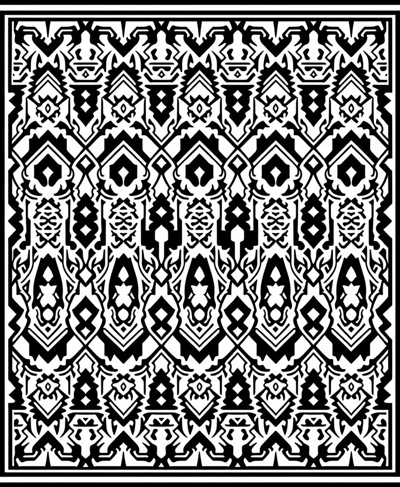Bold Black White Tribal Pattern Rug
