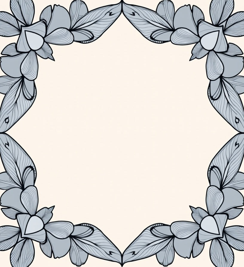 Floral Outline Pastel Border Design Rug