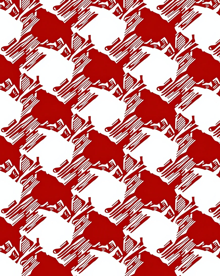 Bold Red White Abstract Houndstooth Rug