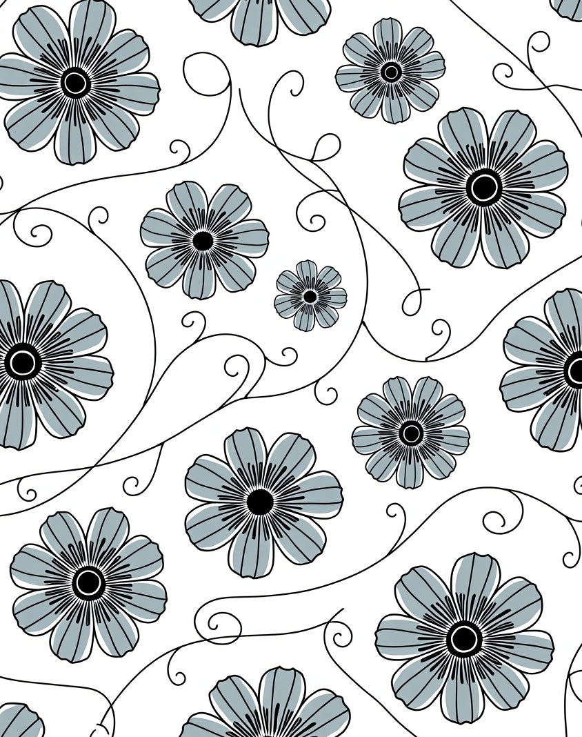 Delicate Floral Swirl Pattern Rug