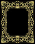 Elegant Gold Floral Scroll Frame Rug