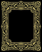 Elegant Gold Floral Scroll Frame Rug