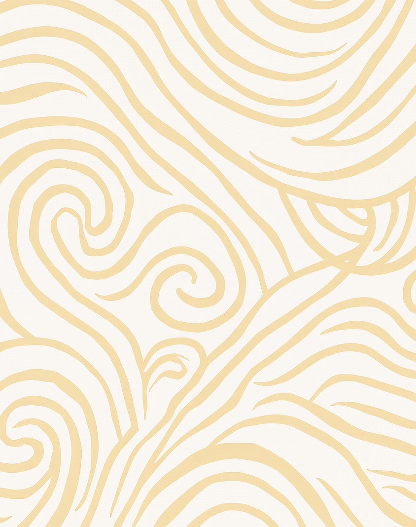 Cream and Gold Swirl Pattern Rug