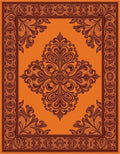 Warm Orange Ornamental Scrollwork Rug