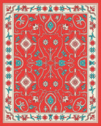 Red Floral Medallion Intricate Pattern Rug