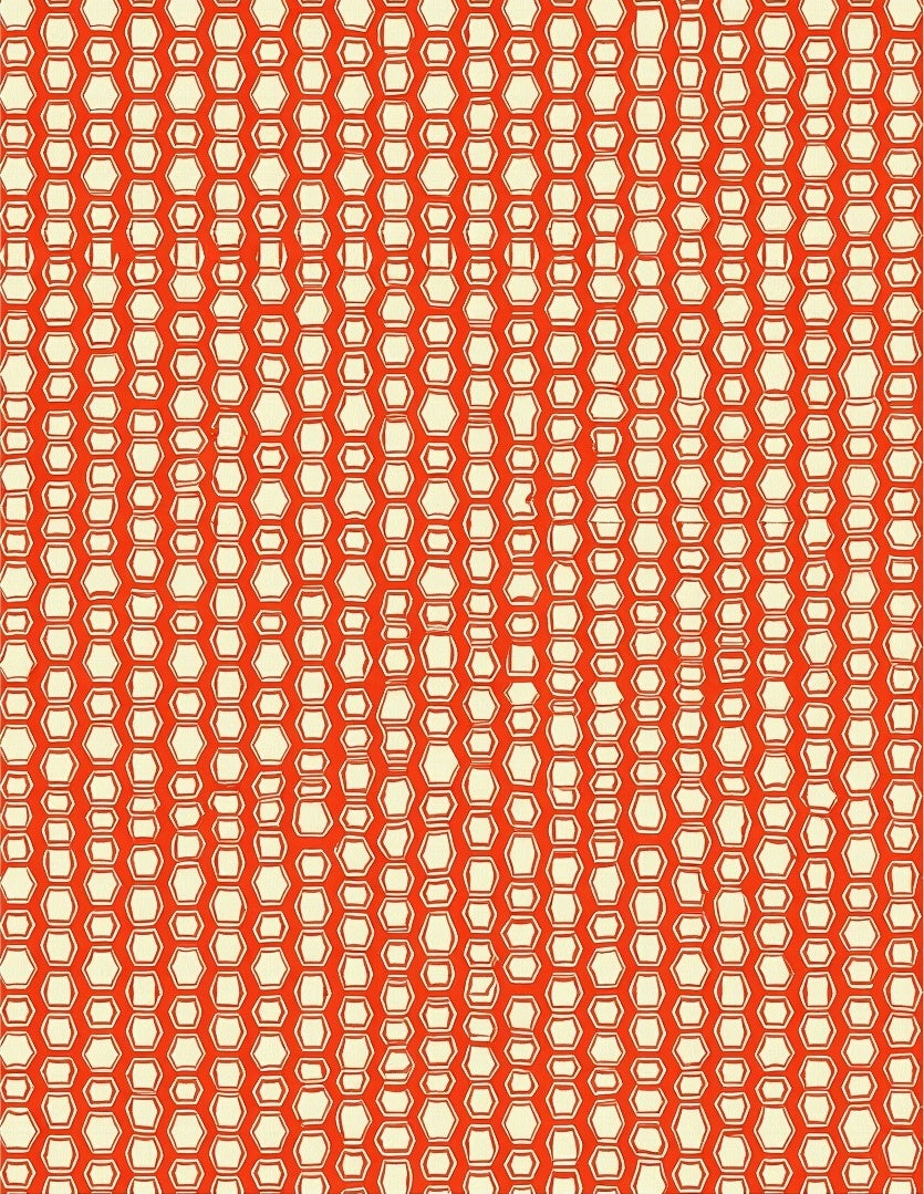 Orange Honeycomb Abstract Geometric Rug