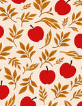 Red Folk Art Apples Leaves Rug