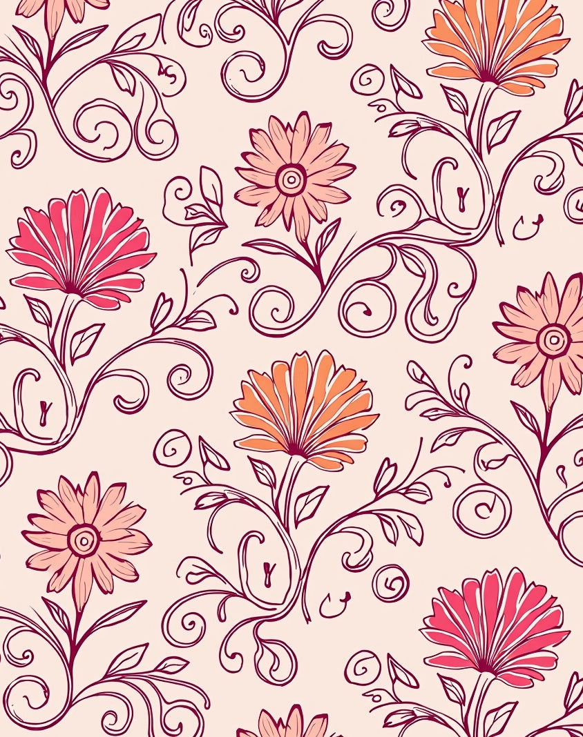Floral Swirls In Warm Hues Rug