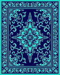 Ornate Teal Floral Mandala Pattern Rug