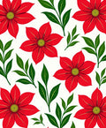 Red Floral Leaf Pattern Rug