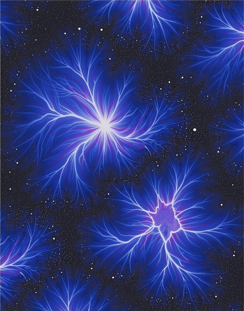 Cosmic Electric Bloom Pattern Design Rug