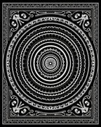 Monochromatic Circular Floral Mandala Art Rug