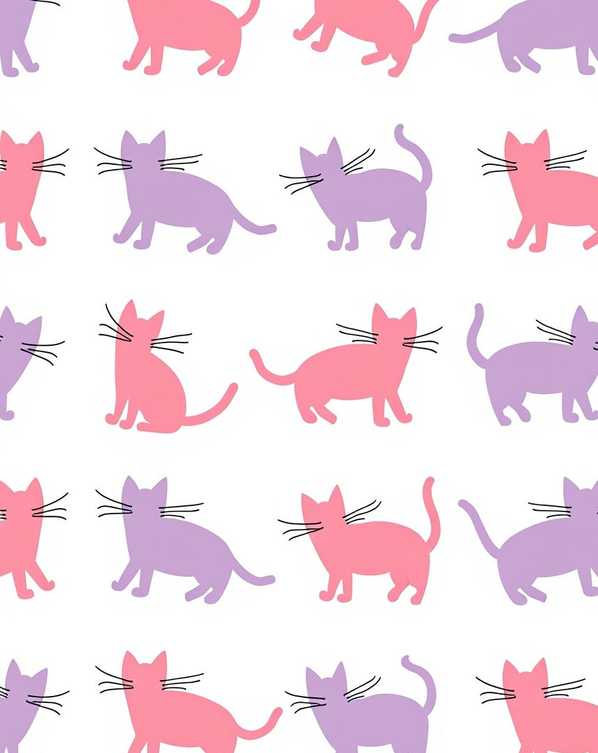 Pink Purple Cat Pattern Design Rug