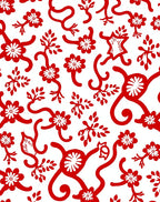 Red Vine Floral Abstract Pattern Rug