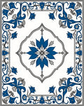 Elegant Blue Floral Scrollwork Design Rug