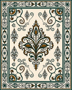Ornate Floral Scrollwork Border Design Rug