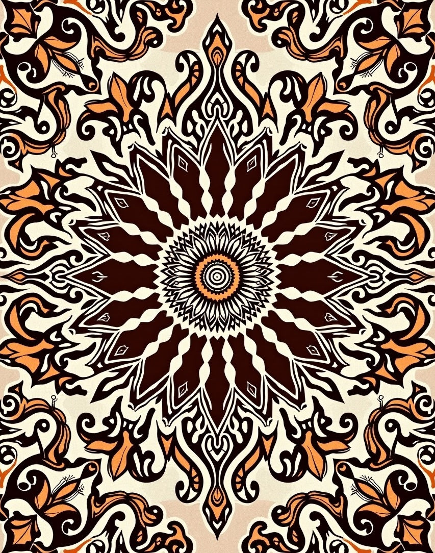 Intricate Floral Mandala Pattern Rug