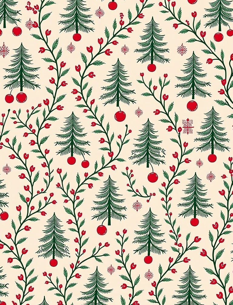 Christmas Tree Berry Vine Pattern Rug