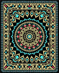 Ornate Black Mandala Floral Pattern Rug