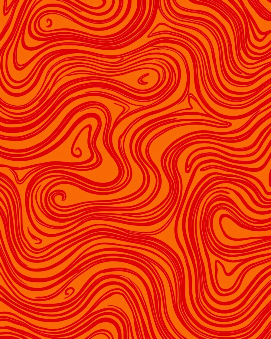 Orange Red Swirl Pattern Rug