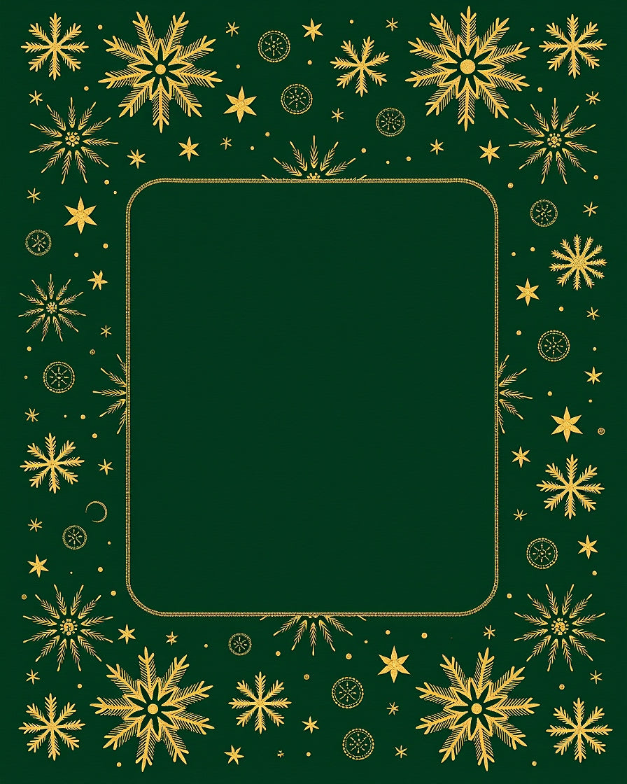 Golden Snowflakes on Emerald Green Field Rug