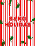 Red White Striped Evergreen Branches Rug