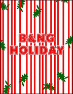 Red White Striped Evergreen Branches Rug